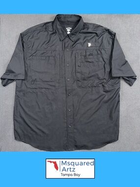 Reel Legends Black Fishing Shirt XXL Short Sleeve Vented Outdoor Performance